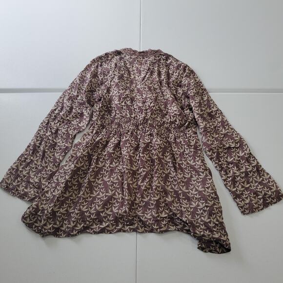 Johnny Was Blouse Womens Medium Silk Floral Boho Peasant Tunic Long Sleeve Top - Picture 2 of 8